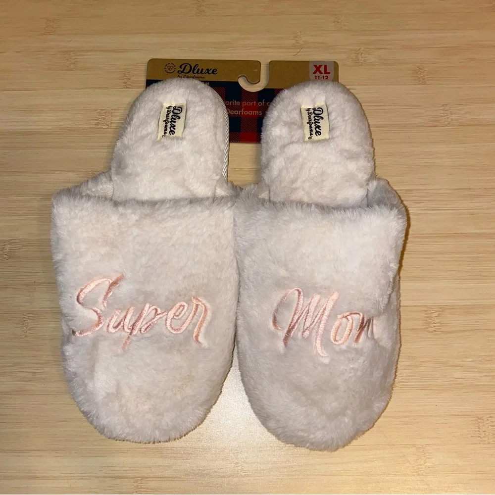 dluxe by dearfoams Women's Mother Super Mom Slippers Cream XL NEW 11 12 gift - Picture 4 of 7